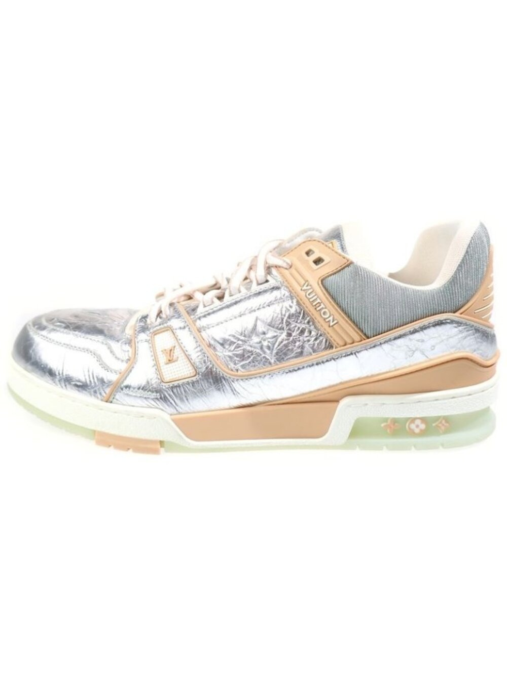 Louis Vuitton LV Trainer Leather Low Cut Sneakers Silver